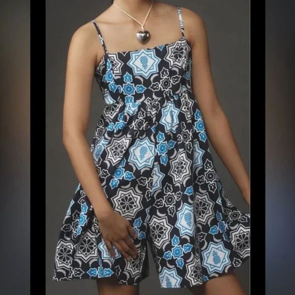 Chic Black and Blue Patterned Jumpsuit